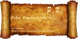 Puhr Kapisztrán névjegykártya
